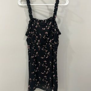 Floral black midi dress